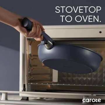 CAROTE 19pcs Pots and Pans Set, Nonstick Cookware Set Detachable Handle, Induction Kitchen Cookware Sets Non Stick with Removable Handle, RV Cookware Set, Gold and Blue