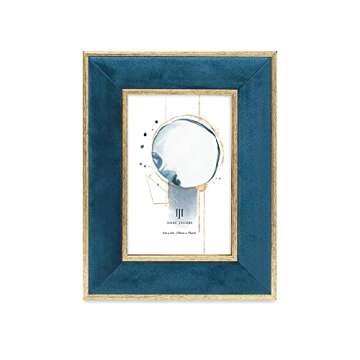 Isaac Jacobs Velvet Picture Frame with Metallic Gold Double Border, Photo Frame, Horizontal & Vertic...