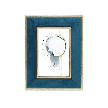 Isaac Jacobs Velvet Picture Frame with Metallic Gold Double Border, Photo Frame, Horizontal & Vertic...