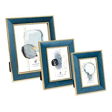 Isaac Jacobs Velvet Picture Frame with Metallic Gold Double Border, Photo Frame, Horizontal & Vertical, Made for Tabletop & Wall Display, for Home and Office (4x6, Teal)