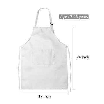 SATINIOR 8 Set Kids Apron and Chef Hat Set Kids Apron with 2 Pockets Adjustable for Boys Girl's Cooking Baking Painting