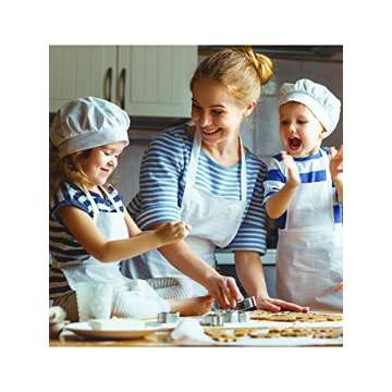 SATINIOR 8 Set Kids Apron and Chef Hat Set Kids Apron with 2 Pockets Adjustable for Boys Girl's Cooking Baking Painting