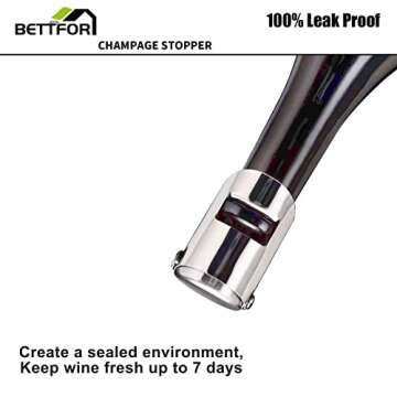 BETTFOR Champagne Stoppers - Stainless Steel Champagne Savers with Silicone