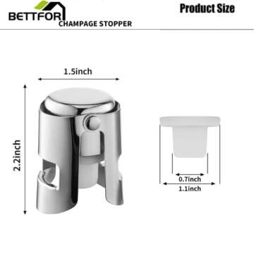 BETTFOR Leak-proof Champagne Stoppers - 2 Pack with Steel
