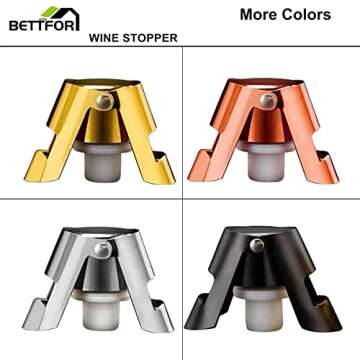 BETTFOR Leak-proof Champagne Stoppers - 2 Pack with Steel