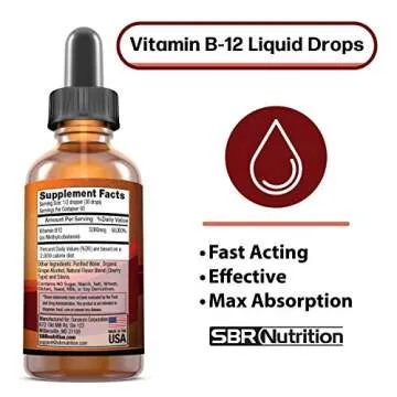Vitamin B12 Sublingual Liquid Drops - Methylcobalamin, VIT B 12 Supports Energy, Max Absorption, 300...