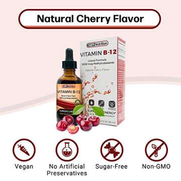 Vitamin B12 Sublingual Liquid Drops - Methylcobalamin, VIT B 12 Supports Energy, Max Absorption, 3000mcg Per Serving, 60 Servings, Non-GMO, Vegan Friendly, Manufactured in The USA