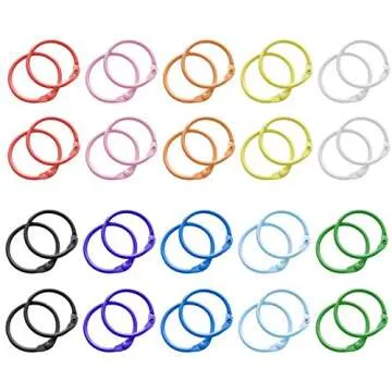 Keychains or Key Rings, 1 1/5" Loose Leaf Binder Rings for Key Chains, Open Card Rings, Clip Rings for Book Rings, School, Home or Office (50Pack)