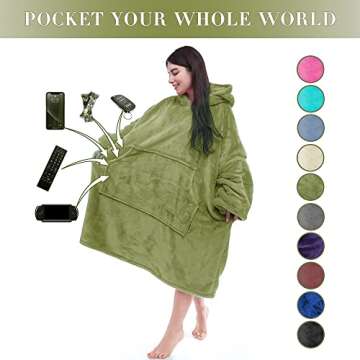 Miss Mila Wearable Blanket Hoodie - Snuggly Extra Long Hoodie for All Ages