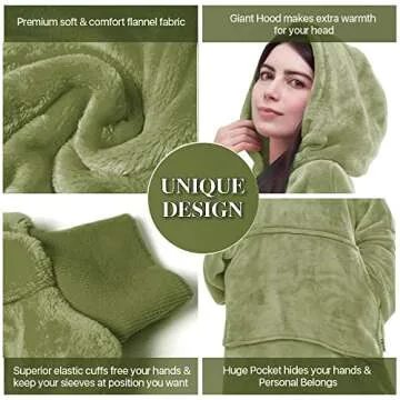 Miss Mila Extra Long Wearable Blanket Hoodie for All Ages