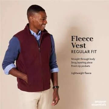Amazon Essentials Men's Full-Zip Polar Fleece Vest - Achieve Cozy Style and Warmth