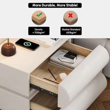 homary Smart Nightstand with Wireless Charger and Drawers