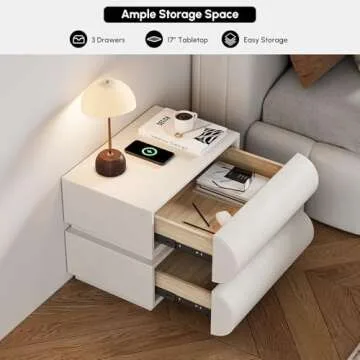 homary Smart Nightstand with Wireless Charger and Drawers