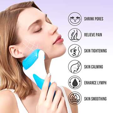 Teenitor Blue Ice Roller for Face, Ice Face Roller, Face Massager Tool, Puffiness Migraine Pain Reli...