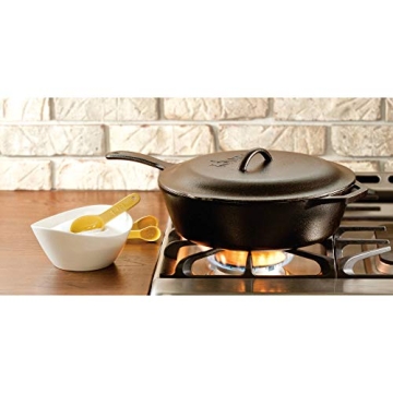 Lodge Cast Iron Deep Skillet with Lid for Versatile Cooking