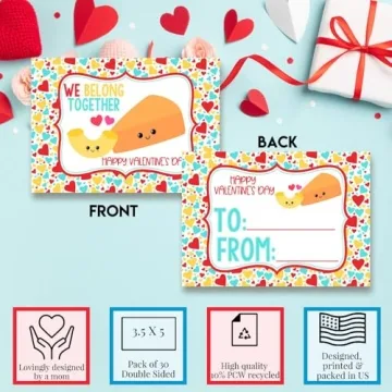 Food Themed Valentine's Day Cards - Fun & Durable for Kids