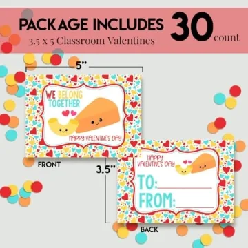Food Themed Valentine's Day Cards - Fun & Durable for Kids
