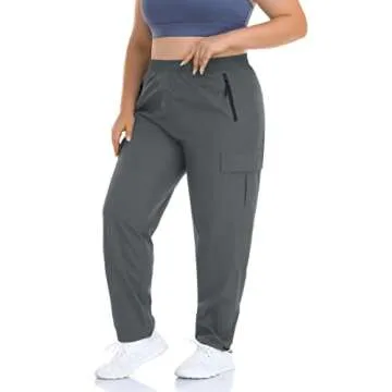 ZERDOCEAN Women's Plus Size Outdoor Active Hiking Pants Lightweight Quick Dry Athletic Pants Zipper Pockets Gray 2X
