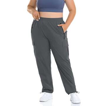 ZERDOCEAN Women's Plus Size Outdoor Active Hiking Pants Lightweight Quick Dry Athletic Pants Zipper Pockets Gray 2X