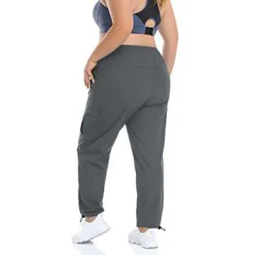 ZERDOCEAN Women's Plus Size Outdoor Active Hiking Pants Lightweight Quick Dry Athletic Pants Zipper Pockets Gray 2X