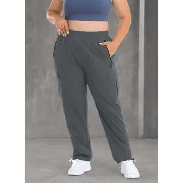 ZERDOCEAN Women's Plus Size Outdoor Active Hiking Pants Lightweight Quick Dry Athletic Pants Zipper Pockets Gray 2X