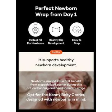 Konny New and Improved Baby Carrier Flex SoftBreeze Premium Material - Adjustable, Easy to Wear and Wrap Baby Sling, Perfect for Newborn Babies Essentials up to 44 lbs, (XS-XL) - Black