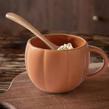 Dosulou 1/2PCS Pumpkin Ceramic Coffee Mugs and Tea Mug - Halloween Pumpkin Cups Ceramic Coffee Mug Milk Cup Fun Autumn Mugs for Women Men, Thanksgiving Fall Autumn Harvest Party Supply