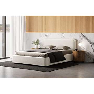 Omax Chloe Upholstered Queen Bed Frame | No Box Spring Needed