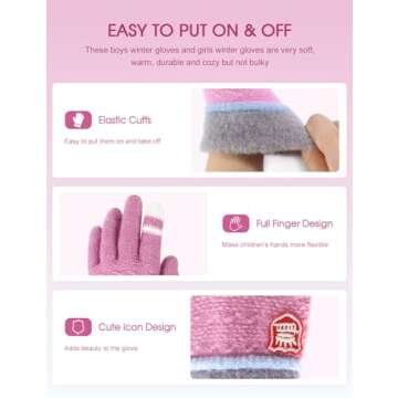 ORVINNER Kids Winter Gloves - 3 Cozy Pairs for Children