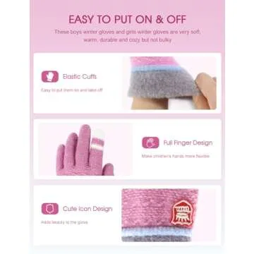 ORVINNER Kids Winter Gloves - 3 Cozy Pairs for Children