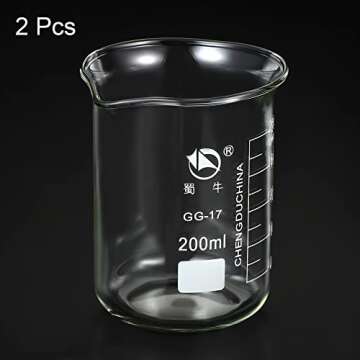 Durable PATIKIL 200ml Borosilicate Glass Beaker Set