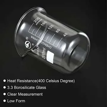 Durable PATIKIL 200ml Borosilicate Glass Beaker Set