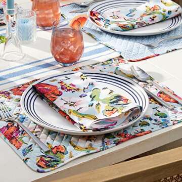 Vera Bradley Women's Cotton Napkin Set of 4, Sea Air Floral - Recycled Cotton, One Size