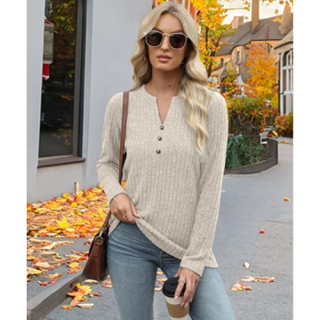 Versatile Women's Long Sleeve V Neck Pullover Sweater for Fall Fashion