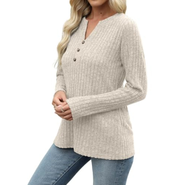 Stylish Women's Long Sleeve V Neck Sweater for Fall