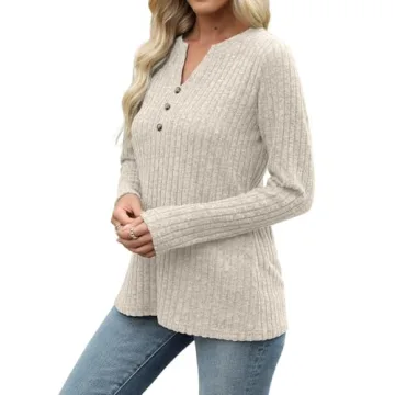 Stylish Women's Long Sleeve V Neck Sweater for Fall