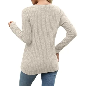 Stylish Women's Long Sleeve V Neck Sweater for Fall