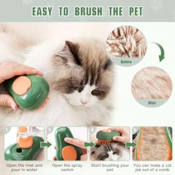 LorSou Cat Grooming Brush with Mist Feature for Easy Grooming