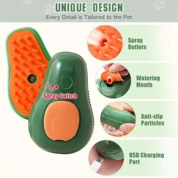 LorSou Cat Grooming Brush with Mist Feature for Easy Grooming
