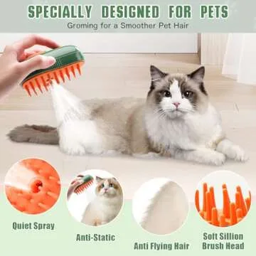 LorSou Cat Grooming Brush with Mist Feature for Easy Grooming