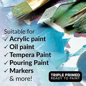 10 Pack Stretched Canvases for Acrylic and Oil Painting