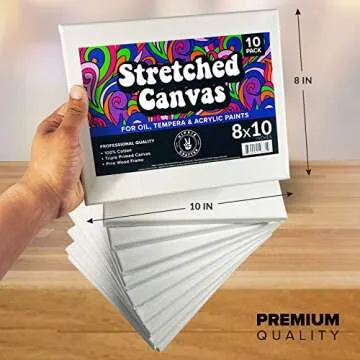 10 Pack Stretched Canvases for Acrylic and Oil Painting