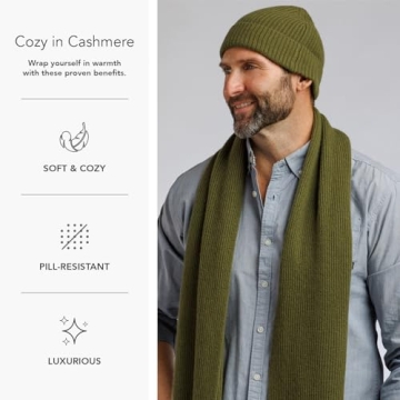 Fishers Finery Men's 100% Cashmere Hat and Scarf Set