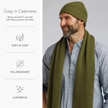 Fishers Finery Men's 100% Cashmere Hat and Scarf Set
