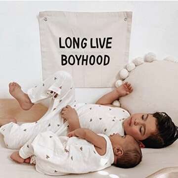 CHTech Long Live Boyhood Banner Wall Flag Wall Art for Nursery Modern Kids Room Decor Kids Banner