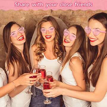 Flutesan 30 Pairs Heart Shaped Sunglasses Bulk Rimless Heart Sunglasses Candy Color Eyewear for Women Men Bachelorette Party(Pink)