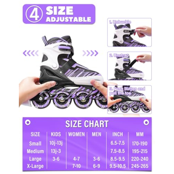 ECOO Adjustable Inline Skates for Kids with Light-Up Wheels