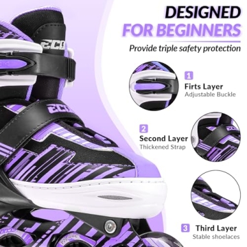 ECOO Adjustable Inline Skates for Kids with Light-Up Wheels