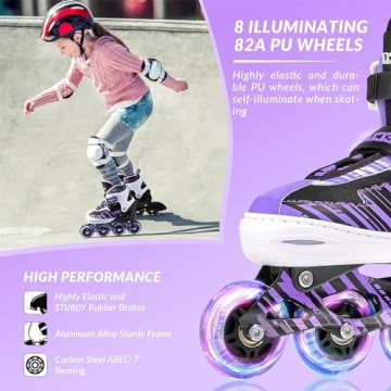 ECOO Adjustable Inline Skates for Kids with Light-Up Wheels