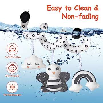Car Seat Toys, Infant Baby Spiral Activity Hanging Toys Stroller Toys for Car Seat Stroller Bar Crib Bassinet Mobile with BB Squeaker and Rattles (Bee)